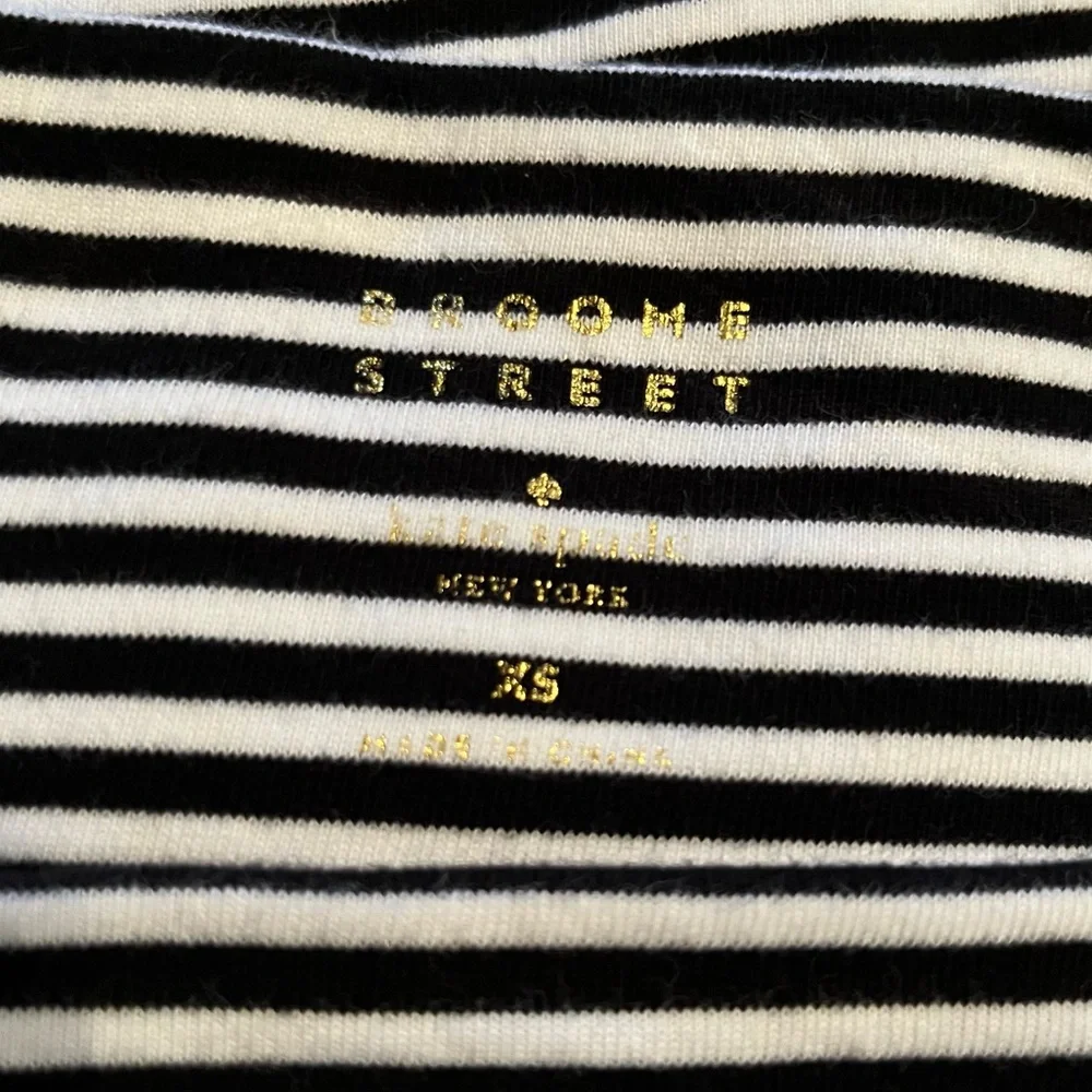 KATE SPADE Broome Street Breton Stripe Boatneck Top Black White Sz XS Cotton